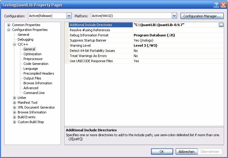 QuantLib include directory